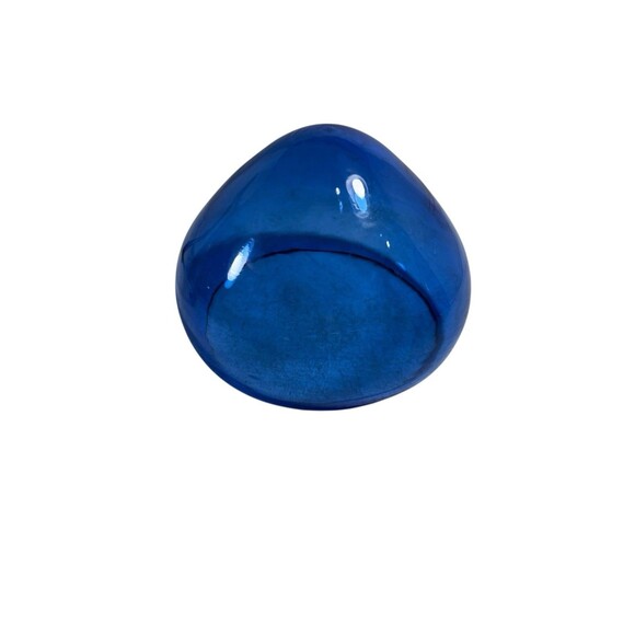 VTG Cobalt Blue Glass Pedestal Compote Apothecary Jar Hand Blown Silver Overlay - Picture 16 of 16